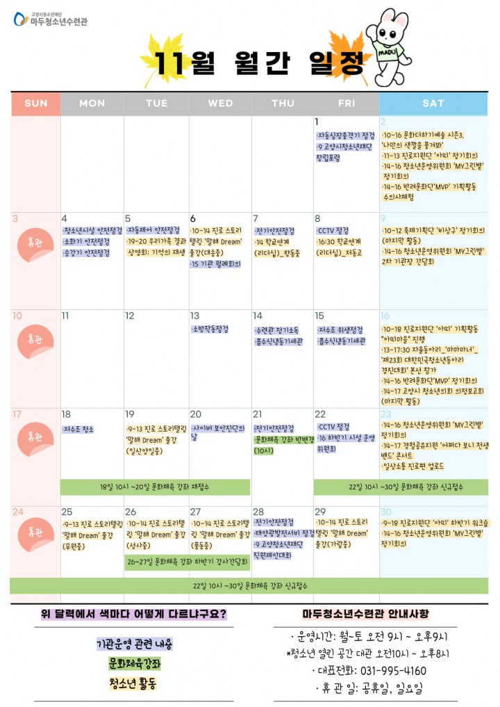 11월 월간 일정